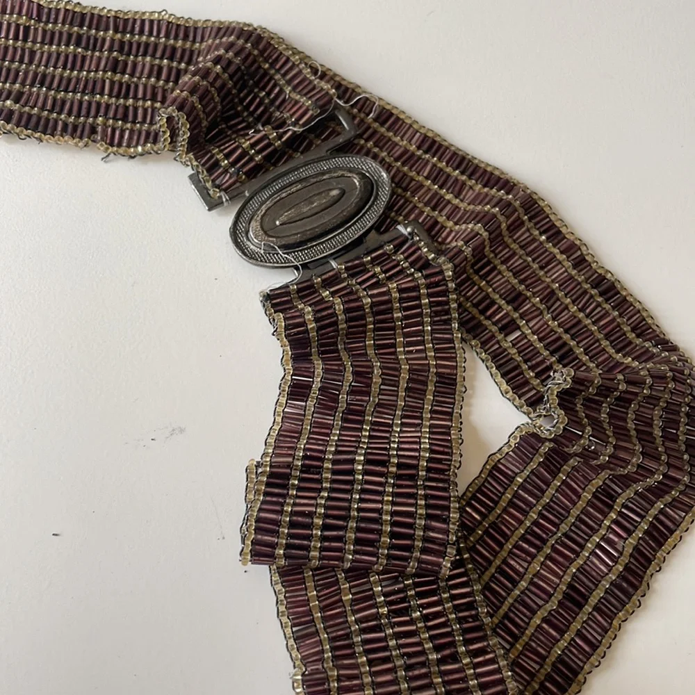 Vintage Beaded Pink Purple Belt‎ Size Small